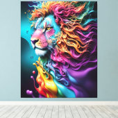King of Kings Leeuw van Juda regenboog kleur abstr Canvas Afdruk (Insitu (Houten vloer))
