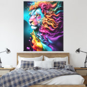 King of Kings Leeuw van Juda regenboog kleur abstr Canvas Afdruk (Insitu (Slaapkamer))