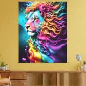 King of Kings Leeuw van Juda regenboog kleur abstr Canvas Afdruk (Insitu (Woonkamer))