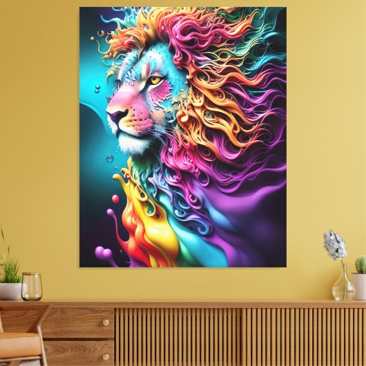 King of Kings Leeuw van Juda regenboog kleur abstr Canvas Afdruk (Insitu (Woonkamer))