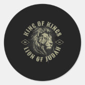 King Of Kings Lion Of Judah Christian Faith Religi Ronde Sticker (Voorkant)