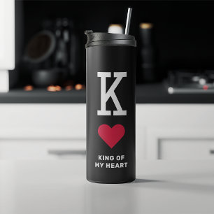 King of my Heart Valentijnsdag Gift 4 Foto Black Thermosbeker