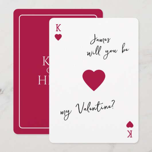 King of my Heart Valentines Card Be My Valentine Kaart (Voorkant / Achterkant)