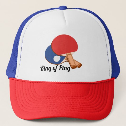 King of Ping, ping pong, tafeltennis, Trucker Hat Trucker Pet (Voorkant)