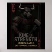 King of Strength Art – Powerful Bull Warrior Poster (Voorkant)