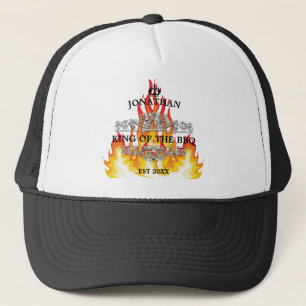 King of The BBQ Funny Quote Initiaal Name  Trucker Pet