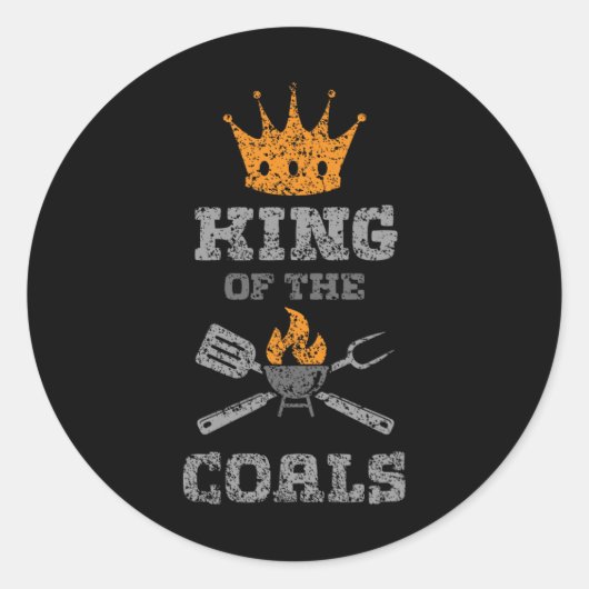 King of the Coals Grill Barbecue Vleesgrillen BBQ Ronde Sticker (Voorkant)