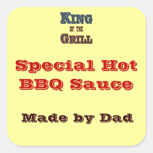 King of the Grill Aangepaste Canning Sauce Sticker (Voorkant)