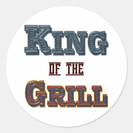 King of the Grill BBQ Cooking Slogan Ronde Sticker (Voorkant)