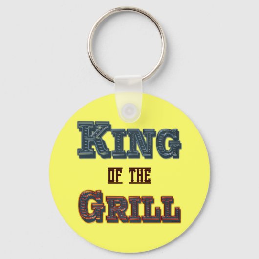 King of the Grill BBQ Cooking Slogan Sleutelhanger (Voorkant)