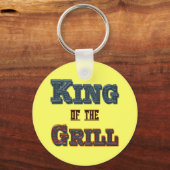 King of the Grill BBQ Cooking Slogan Sleutelhanger (Voorkant)