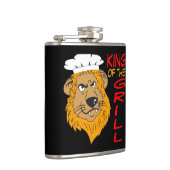 King of the Grill, leeuwenkok, grappig zwart Heupfles (Rechts)
