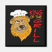 King of the Grill, leeuwenkok, grappig zwart Magneet (Voorkant)