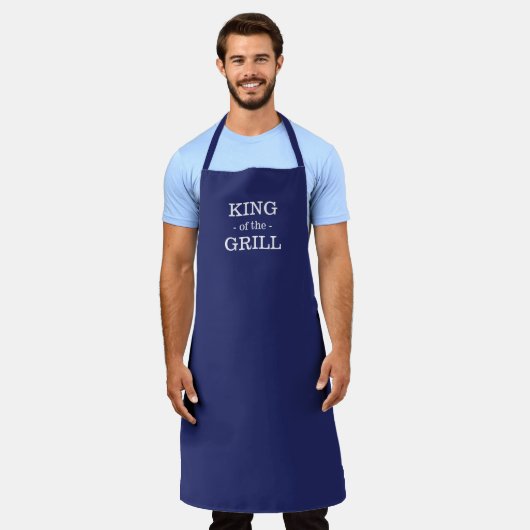 King of the Grill navy blue & white custom bbq leu Schort (Gedragen)