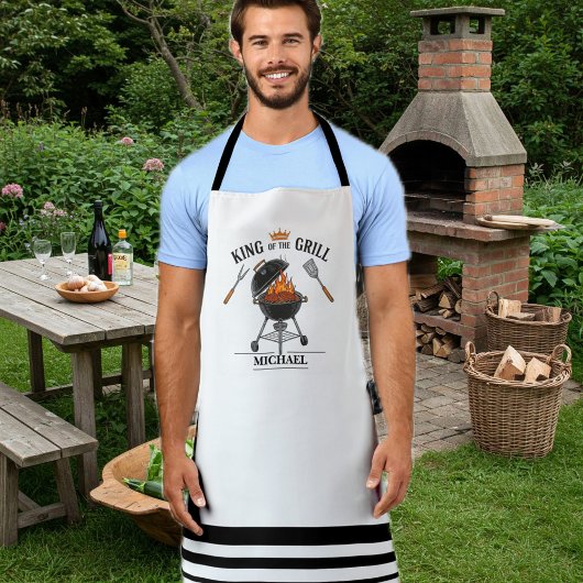 King of the Grill White Striped Apron Schort