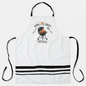 King of the Grill White Striped Apron Schort (Voorkant)