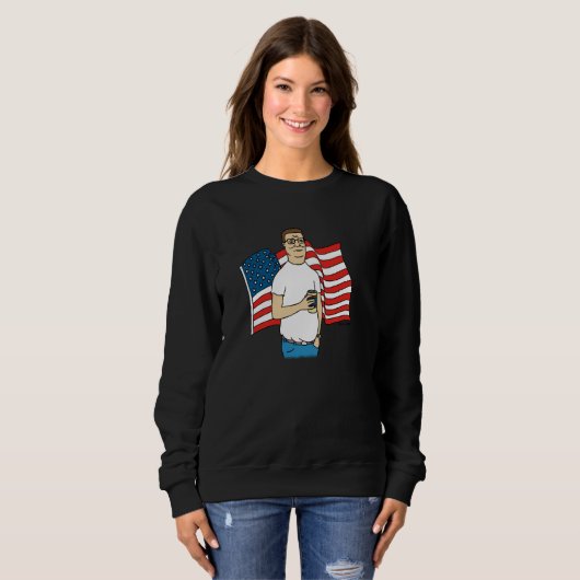King of the Hill Hank Hill and American Flag Carto Trui (Voorkant volledig)