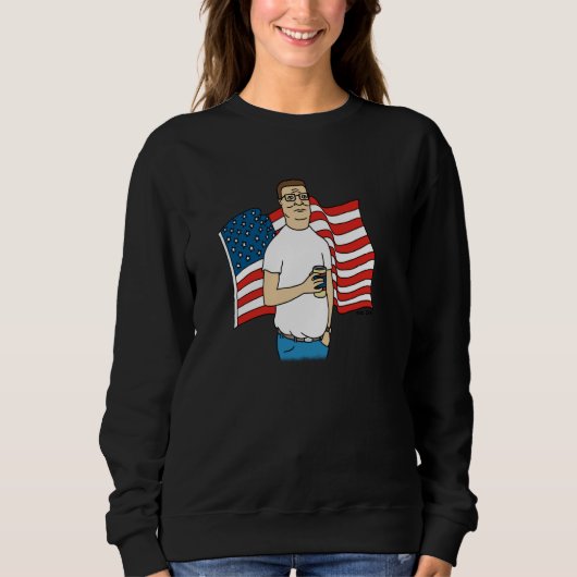 King of the Hill Hank Hill and American Flag Carto Trui (Voorkant)