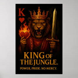 King of the Jungle Art – Powerful Lion and Fire Poster