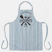 King of the Kitchen Blue Stripes Custom Schort (Voorkant)