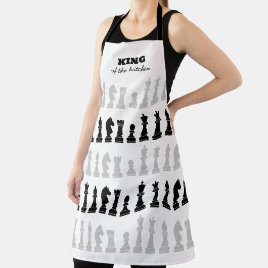 King Of The Kitchen Chess Zwart Wit Patroon Schort (Insitu)