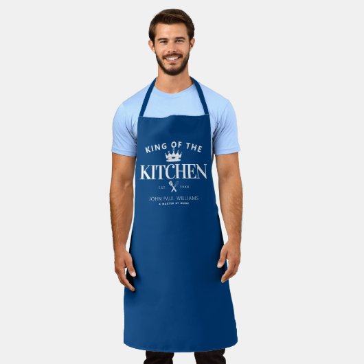 King of the Kitchen Crown Foodie Dad Mannen Navy B Schort (Gedragen)