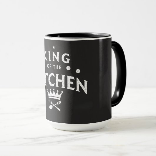 King of the Kitchen Crown – Funny Foodie Black Mok (Voorkant rechts)