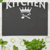 King of the Kitchen Crown – Funny Foodie Black Theedoek (Gevouwen)
