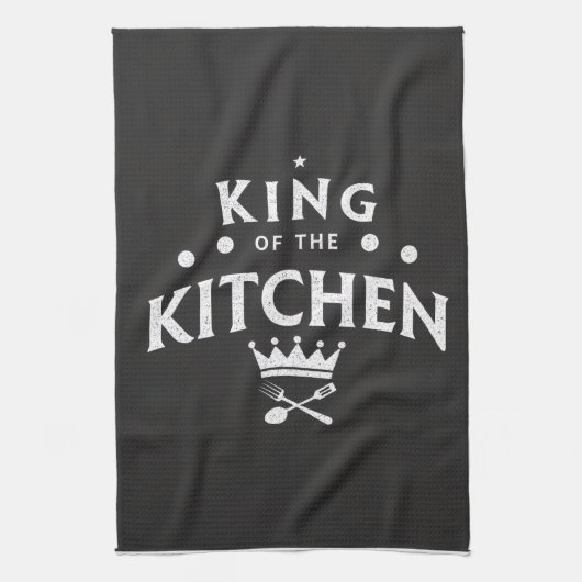King of the Kitchen Crown – Funny Foodie Black Theedoek (Verticaal)