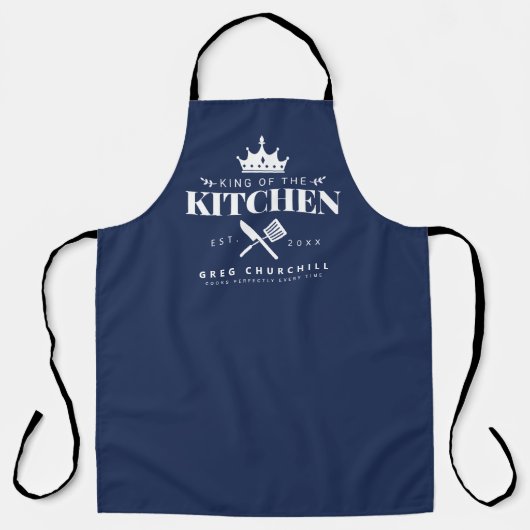 King of The Kitchen Foodie Mannen Personalized Blu Schort (Voorkant)