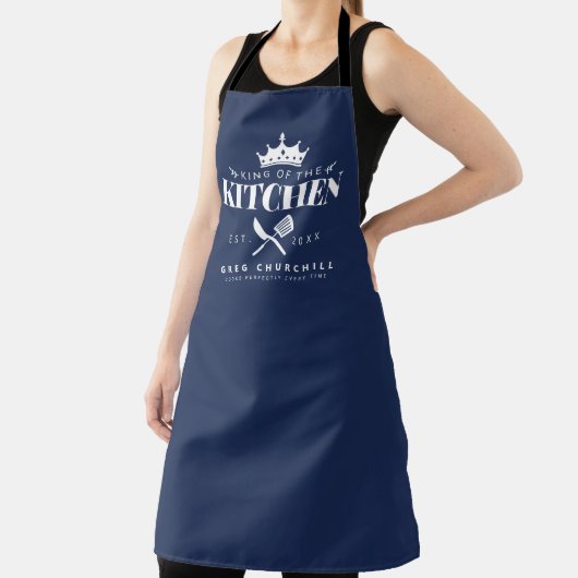 King of The Kitchen Foodie Mannen Personalized Blu Schort (Insitu)