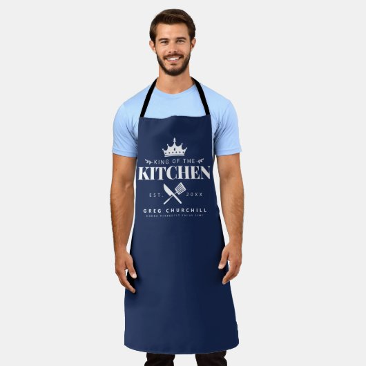 King of The Kitchen Foodie Mannen Personalized Blu Schort (Gedragen)