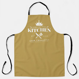King of The Kitchen Foodie Mannen Personalized Gol Schort