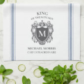 King of the Kitchen Gepersonaliseerd naam Monogram Theedoek (Gevouwen)