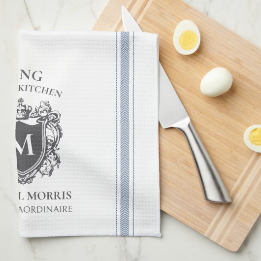King of the Kitchen Gepersonaliseerd naam Monogram Theedoek (Quarter Fold)