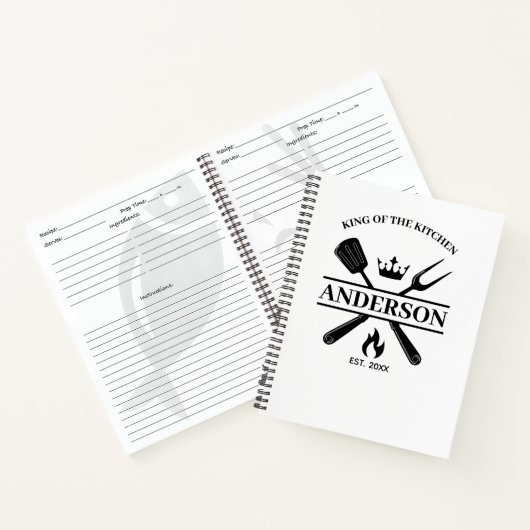 King of the Kitchen Gepersonaliseerde BBQ-recepten Notitieboek (Binnen)