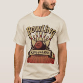 ** King of the Lanes Bowling T-shirt - Retro Strik (Voorkant)