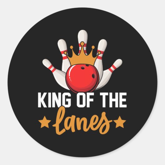 King of the Lanes gaat bowlen Ronde Sticker (Voorkant)
