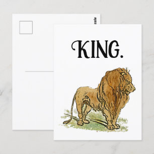 King of the Oerwoud Lion Cartoon, Bold Wildlife Ar Briefkaart