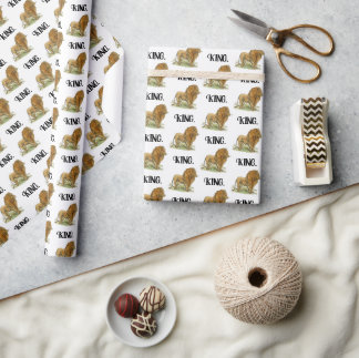 King of the Oerwoud Lion Cartoon, Bold Wildlife Ar Cadeaupapier