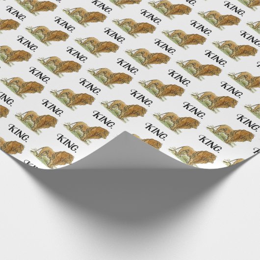 King of the Oerwoud Lion Cartoon, Bold Wildlife Ar Cadeaupapier (Hoek)