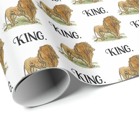 King of the Oerwoud Lion Cartoon, Bold Wildlife Ar Cadeaupapier (Rol Hoek)