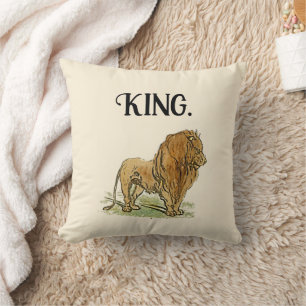 King of the Oerwoud Lion Cartoon, Bold Wildlife Ar Kussen