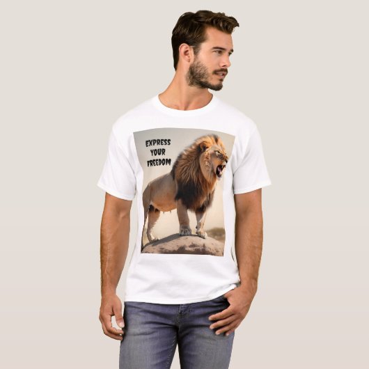 "King of the Oerwoud: Lion Print T-Shirt" T-shirt (Voorkant volledig)