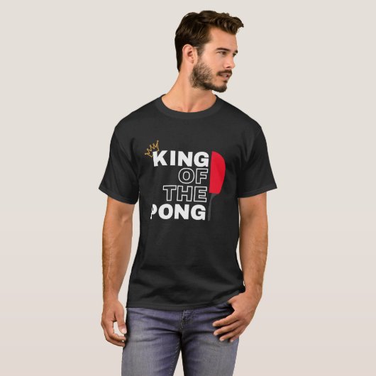 KING OF THE PING Ping Pong Kampioen voor mannen T-shirt (Voorkant volledig)
