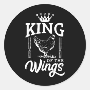 King of the Wings Grappige kip BBQ barbecue Ronde Sticker