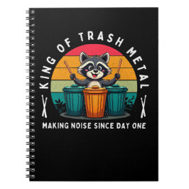King of Trash Metal T-Shirt Funny Raccoon Drummer Notitieboek