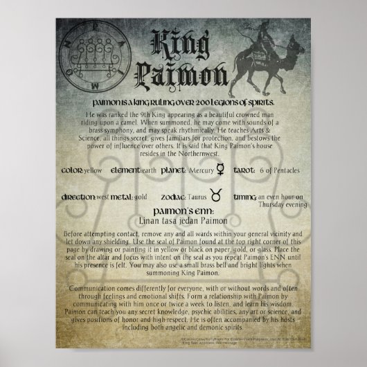 King Paimon Goetia Demonic Poster (Voorkant)