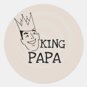 King Papa T-shirts en geschenken Ronde Sticker