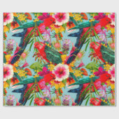 King Parrot Tropical Blooms Patroon Cadeaupapier (Vlak)